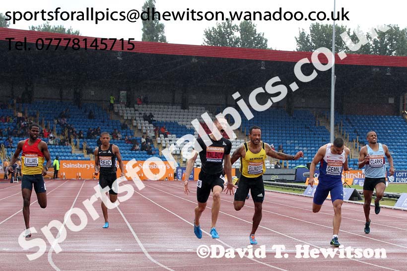 Danny Talbot (Birchfield) wins from Adam Gemili (Blackheath) and 3rd James Ellington (Newham) 200 metres final, 2014 Sainsbury's British Championships. Photo: David T. Hewitson/Sports for All Pics